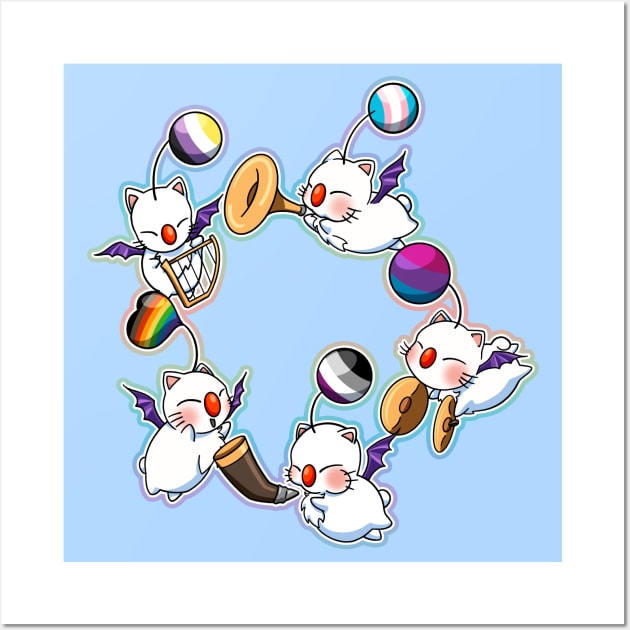 Pride-Mogs - FF114 moogles to support pride (rainbow, asexual, bisexual, trans, non-binary) Wall Art by SamInJapan